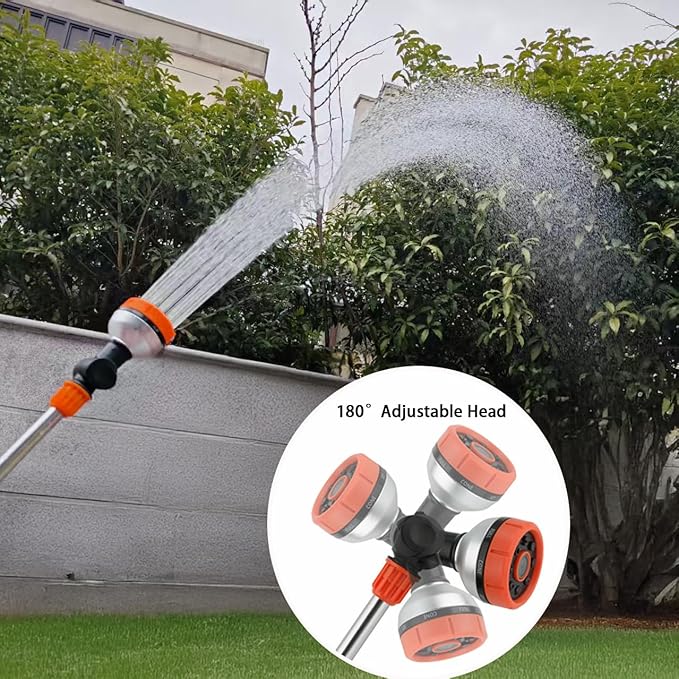 17.5" Multi-Pattern Watering Wand with Thumb Control & 180° Rotating Nozzle | 8 Spray Modes for High-Pressure Cleaning, Pet Bathing, Gardens, Hanging Baskets | Fits Standard Garden Hoses