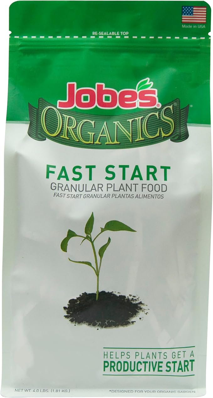 Jobe's Organics Granular Fast Start Planting Fertilizer, Organic Fertilizer for Transplants, Seedlings, and New Growth, 4 lbs Bag