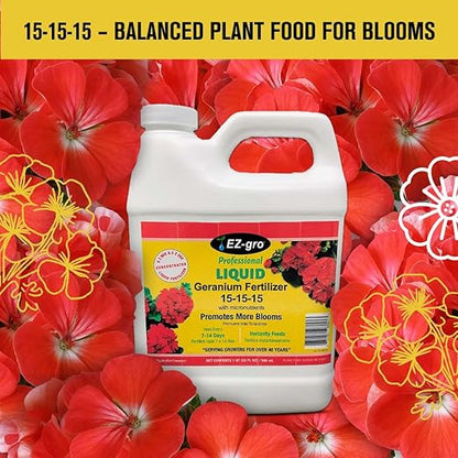 Geranium Fertilizer by EZ-GRO | 15-15-15 is a Plant Food for All Geranium Plants
