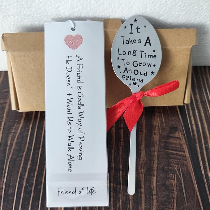 Garden Marker Friendship Gifts Label Stake, Creative Plant Marker Spoon Tag, Metal Garden Decorative Sign, Perfect Birthday Gardening Gifts for Friends
