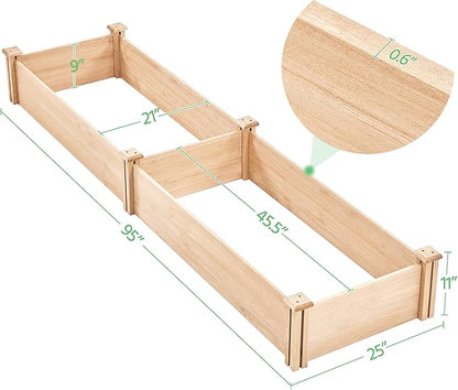Topeakmart Wooden Elevated Raised Garden Bed Kit Divisible - Garden Planter Boxes for Vegetables Outdoor Outside 95x 25 x 11inches
