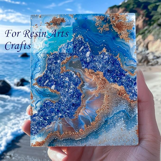 HappyFiller 1.3 LB Crushed Glass Sand Broken Pieces Crush Terrarium Rocks Stones for Resin Arts Crafts Project,Fire Pit Fireplace,Succulents,Vase Fillers Candle Holder Fishbowl Decor,Sky Blue