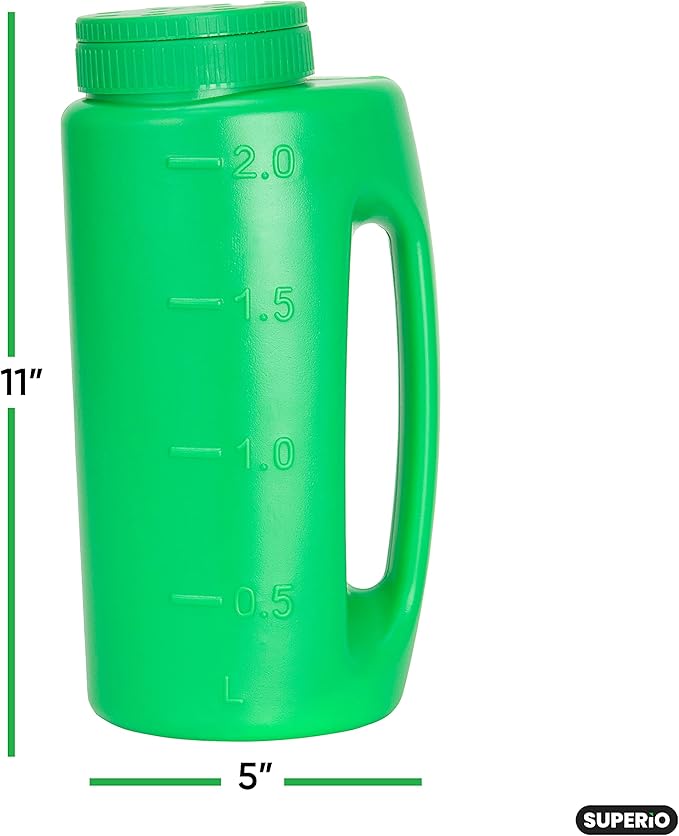 Superio Lawn Seed Spreader, Handheld Shaker for Lawn Seeds, Ice Melt Salt, Calcium, Deicer, Weed and Feed Spreader, 2 Liter, Adjustable Hole Size, with Cut Out Handle