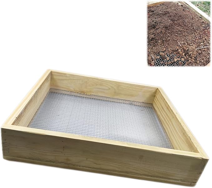 Sifter for Garden, 14.96" Hand Held Multi-Purpose Wood Compost Soil Screen Dirt Cedar Garden Sifter for Compost Sifting Soil, Dirt, Peat Moss and Potting Soil
