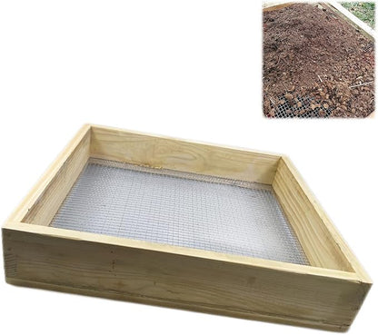 Sifter for Garden, 14.96" Hand Held Multi-Purpose Wood Compost Soil Screen Dirt Cedar Garden Sifter for Compost Sifting Soil, Dirt, Peat Moss and Potting Soil