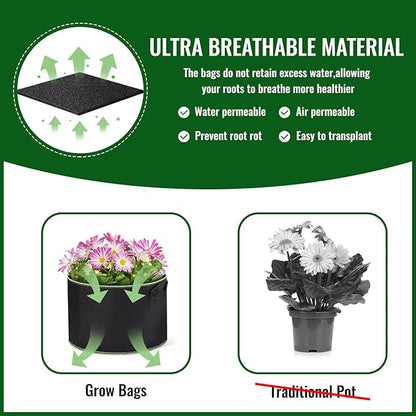 ACSTEP 20-Pack 10 Gallon Grow Bags Heavy Duty Aeration Fabric Pots Thickened Nonwoven Fabric Pots for Planting Outdoor Plants