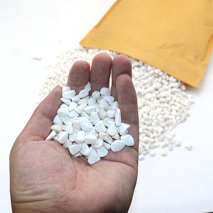 White Rocks. Decorative Pebbles. 1/5 Inch 2 lbs for Garden, Landscaping, Indoor, Vase Fillers, Crafting, Succulents, Pots, Plants (Mini, Tumbled, 2)