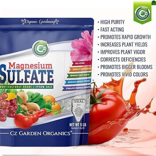 Magnesium Sulfate Epsom Salt 5LB - Made in USA - Plant Food Fertilizer for Hydroponics, Plants, Flower Gardens - Fruit, Vegetables, Holistic Herbs. OMRI Listed