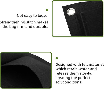 Hanging Planting Grow Bags, 12 Pockets Hanging Vertical Wall Planter Wall Mounted Grow Bag Outdoor Indoor Gardening Vertical Greening Flower Container, Planting Bags Storage Bags(0.6 m × 0.8 m, Black)