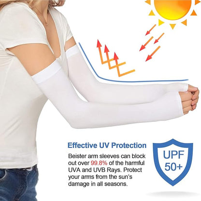 beister 3/6 Pairs UV Cooling Arm Sleeves Sun Protection Unisex for Sports, Cycling, Golf, Running