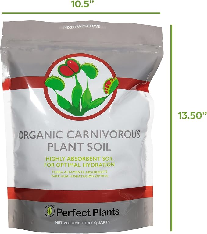 Perfect Plants Carnivorous Plant Soil | Organic Premium Mix | Use with Venus Fly Traps, Pitcher Plants, or Other Carnivorous Plants (4 qts.)