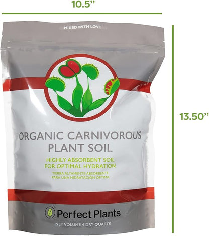Perfect Plants Carnivorous Plant Soil | Organic Premium Mix | Use with Venus Fly Traps, Pitcher Plants, or Other Carnivorous Plants (4 qts.)