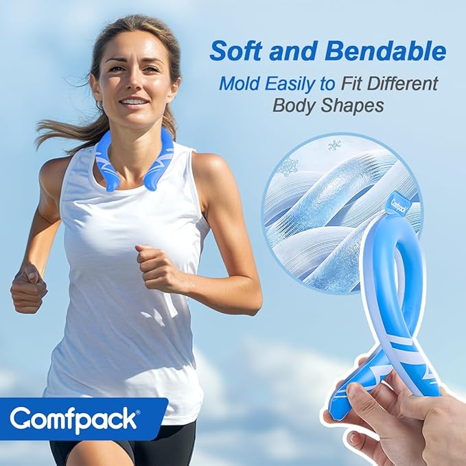 Neck Cooling Tube Reusable Ice Ring Neck Coolers for Hot Weather Wearable Ice Ring for Outdoor Sports, Workers, Relief for Hot Flashes(Blue)