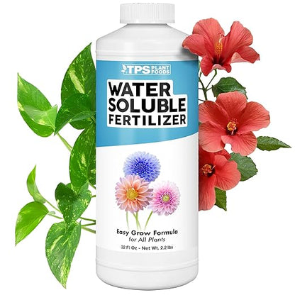 Water Soluble Fertilizer, Complete Liquid Water Soluble Plant Food, 32 oz (1 Quart)