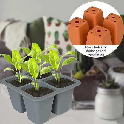 Seed Starter Trays, 5 Pack 4 Cells Seed Starter Kit, Silicone Plant Germination Trays Gardening Starter Kit, Reusable Seed Starter Tray for Plant Germination, Seeds Growing