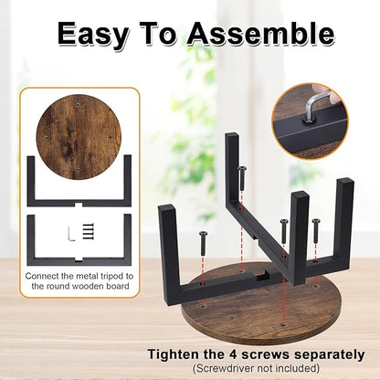 Plant Stand Indoor, Heavy Duty Sturdy Metal Plant Holder, Wooden plant Stool, Single Plant Pot Stand Low Short Planter Stand Fit 5-12 Inch Pot