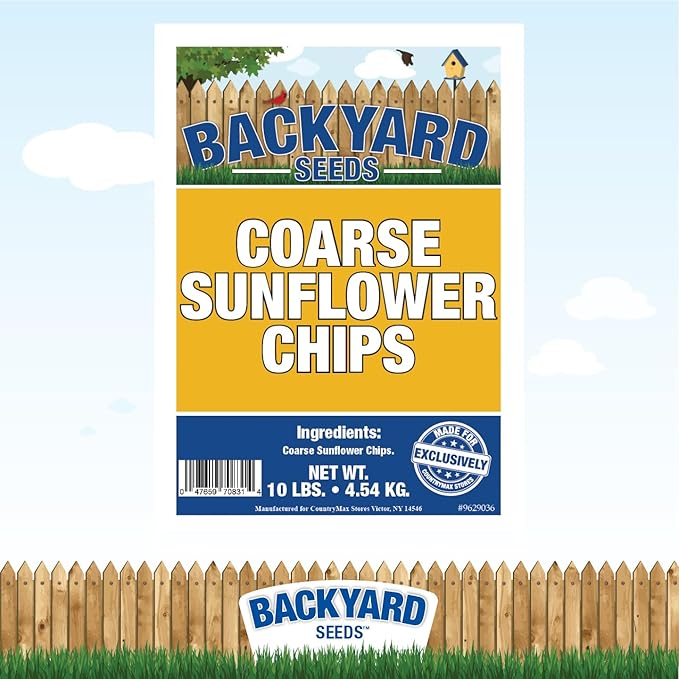 CountryMax Coarse Sunflower Hearts for Birds 10lbs - Premium No-Shell Bird Seed for Outside Feeders, Small Bag of Wild Bird Food
