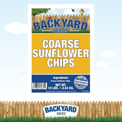 CountryMax Coarse Sunflower Hearts for Birds 10lbs - Premium No-Shell Bird Seed for Outside Feeders, Small Bag of Wild Bird Food