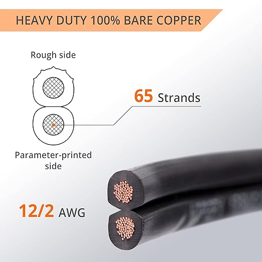 Wirefy 12/2 Low Voltage Landscape Wire 50 ft | Low Voltage Landscape Lighting Wire | Pure Copper | Outdoor Direct Burial | 12-Gauge 2-Conductor 50 Feet | UL Listed