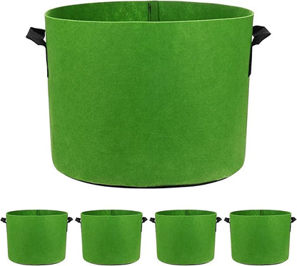 5-Pack Plant Grow Bags 7 Gallon Grow Bags 300G Thickened Fabric Pots with Durable Handles Plant Garden Grow Pots for Fruits/Vegetables/Flowers/Plants [Green]