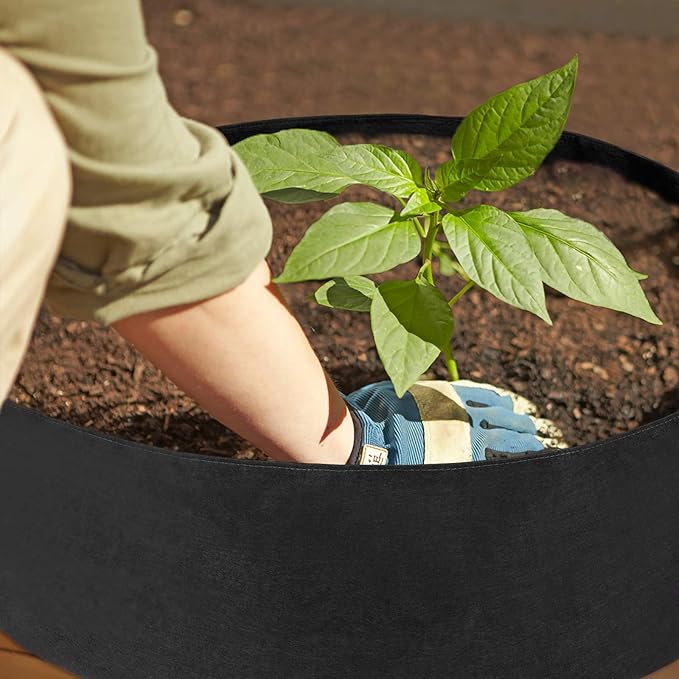 PovKeever Extra Large Fabric Raised Planting Bed, Round Raised Planter Garden Bed Bag for Herb Flower Vegetable Plants Size M（50 Gallon）