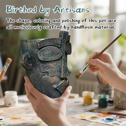 Abstract Face Planters Pots, Unique Head Planter for Indoor Plants, Funny Face Flower Pot, Cute Abstract Art Flower Vase with Facial Expressions, Unique Planter Head Pot for Home Decor(Vintage,M)