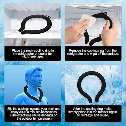 Neck Cooling Tube with Cold Insulated Bag,Reusable 18℃/64℉ Ice Neck Ring Wearable Body Cooling Products for Summer (Black)