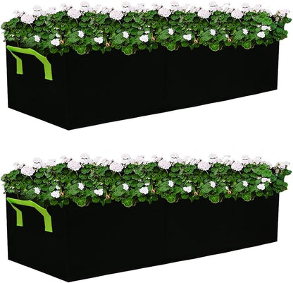 Plant Grow Bags, 2 Pack Fabric Raised Planting Bads, 3 Holes Rectangle Grow Bag, 15 Gallon Breathable Potato Tomato Planter Pots for Outdoor Vegetables Plant Flowers (Black)