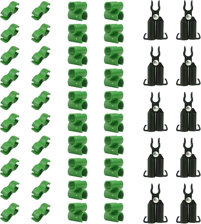 Orgrimmar 50PCS Adjustable Plant Trellis Connector Clip Gardening Stakes Connector Including A-Type Connecting Pipe Joint Buckle Clip Universal Buckle Fit to 11mm Stakes (50, 11mm)