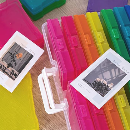 novelinks Transparent 4" x 6" Photo Cases and Clear Craft Keeper with Handle, 16 Inner Photo Organizers & Photo Storage Box, Plastic Photo Storage Containers (Color - 2Pack)