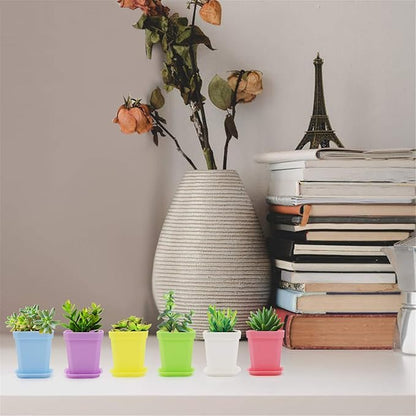 foxany 30 Pcs 3" Plants Nursery Pot, Thick Plastic Square Colorful Flower Planting Pots, Plant Seedling Pots, Seed Starting Pots with Saucers - Multi 30 Pcs