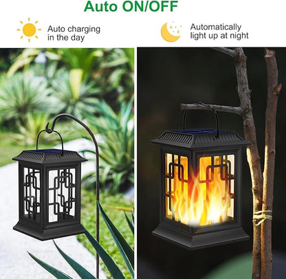 Solar Lanterns Outdoor Waterproof, Hanging Solar Lights for Outside Black Hanging Solar Powered Lantern Decorative for Garden Yard Patio, 1 Pack