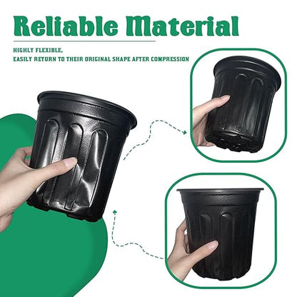 100 Pcs 1 Gallon Flexible Nursery Pots for Plants,Soft Plastic Seed Starting Pots with Hole,Flower Plant Container for Seedling,Cuttings,Potting,Transplanting,Black