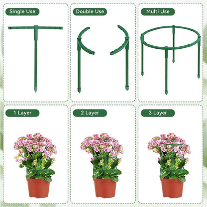 12 Pack Plant Support Stakes, 6.3 x 5.9 Inch Plastic Plant Cage Holders, Half Round Plants Support, Garden Flower Stakes for Indoor Outdoor Climbing Plants Vegetable Flower Pot