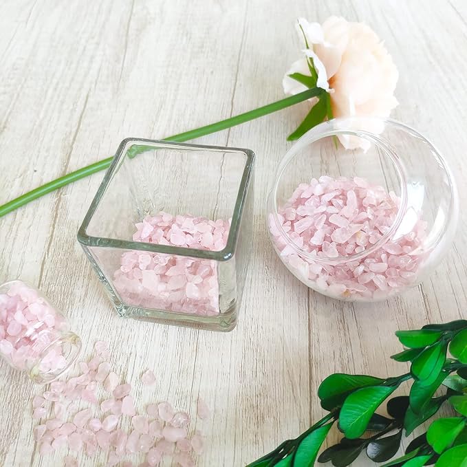 ZHIYUXI Rose Quartz Crystal Chips Fish Tank Gravel Vase Filler Stones Crushed Crystals Gemstone Polished Healing Crystals Natural Quartz Stone 0.44lbs
