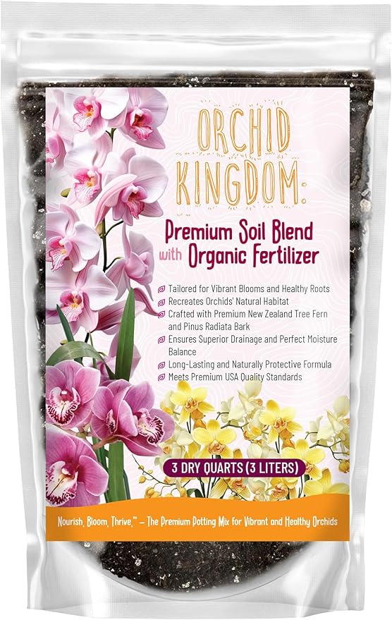 Orchid Potting Mix – Orchid Bark, Sphagnum Moss, Tree Fern & Perlite for Repotting Phalaenopsis Orchids, Indoor Plants, Orchid Soil Medium – Sustrato para Orquídeas (4 Quart)