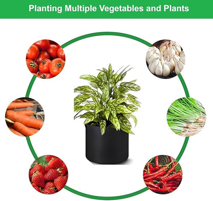 20-Gallon Grow Bags, (10 Pack) Thickened Aeration Fabric Growing Pots Planters with Handles for Planting Vegetables Plants, Black