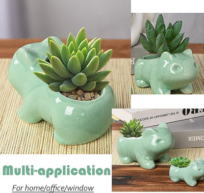 3 Pack Succulent Plant Pots, Ceramic Planters Mini Cute Animal Planters for Potted Plants Cactus Flowers Home Decor Crafts Gifts