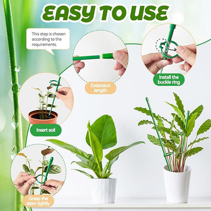 30 Pcs Plant Support Stakes Adjustable Length Plant Stakes,Garden Stakes Orchid Stick with Clips and Connect Pipe for Indoor Outdoor Tomatoes Beans Vegetable
