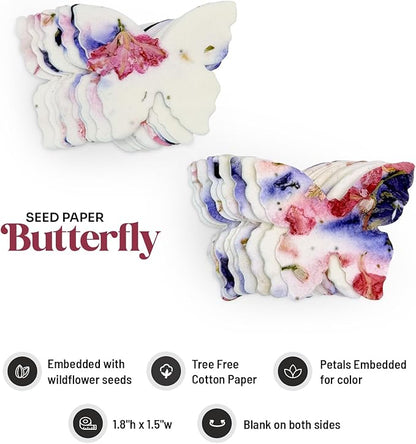 50pcs Small Pink & Purple Butterfly Seed Paper – Plantable & Writable Wildflower, Gift for Mom This Mother’s Day, Use for Shower Favors Weddings, Party Favors or Life Events