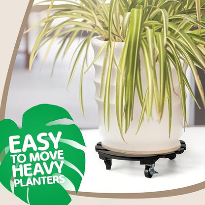 2 Pack Plant Stand with Wheels, Plant Caddies with 360° Lockable Smooth Sliding Wheels Durable Sturdy, Outdoor/Indoor Heavy Duty Rolling Plant Stand for Plant Pot,Flower Pot (Black 14")