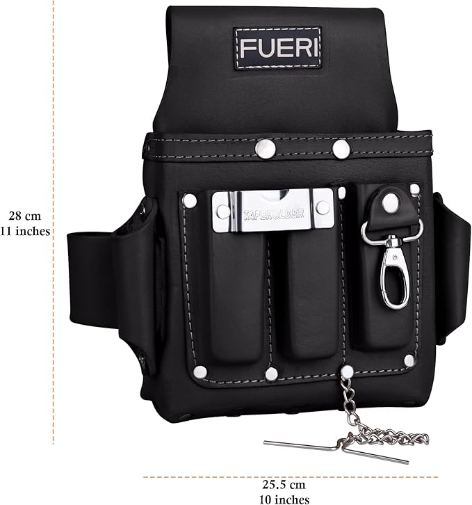 FUERI Leather Tool Pouches Carpenter Electrician Belt Bags Organizer 4 Pocket Professional Heavy Duty Pouch for Construction Framing