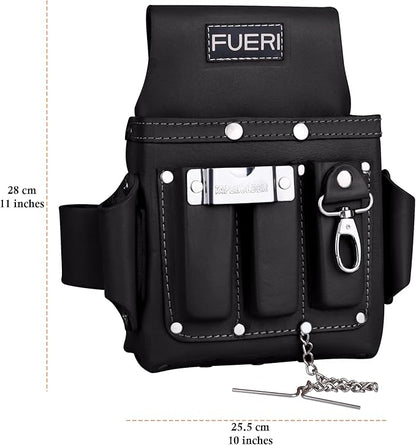 FUERI Leather Tool Pouches Carpenter Electrician Belt Bags Organizer 4 Pocket Professional Heavy Duty Pouch for Construction Framing