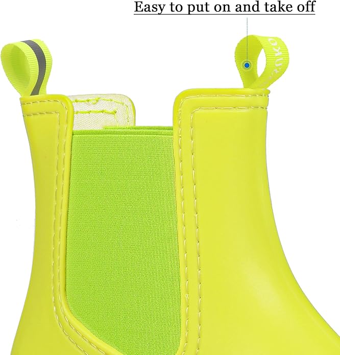 DKSUKO Rain Boots Women Waterproof Chelsea Boots Ankle Garden Shoes for Ladies Rubber Short Rainboots with Removable Comfort Insole for Outdoor Work Deck Mud Boots