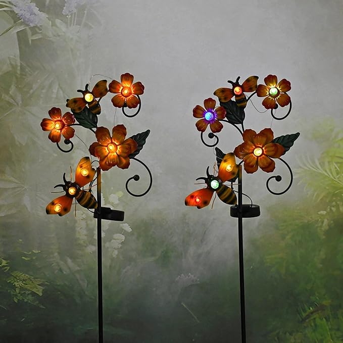 Solar Lights Outdoor Waterproof Garden Decor, Bee Solar Lawn Lights, Bee Solar Stake Lights for Courtyard Decoration, Garden Gifts for Women
