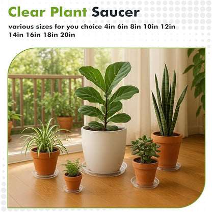 20 Packs 18" Extra-Large Clear Plant Saucers for Indoor Outdoor Use Heavy Duty Plastic Plant Trays for Planter Bulk Flower Pot Drip Trays to Catch Water, 4 to 20 Inch