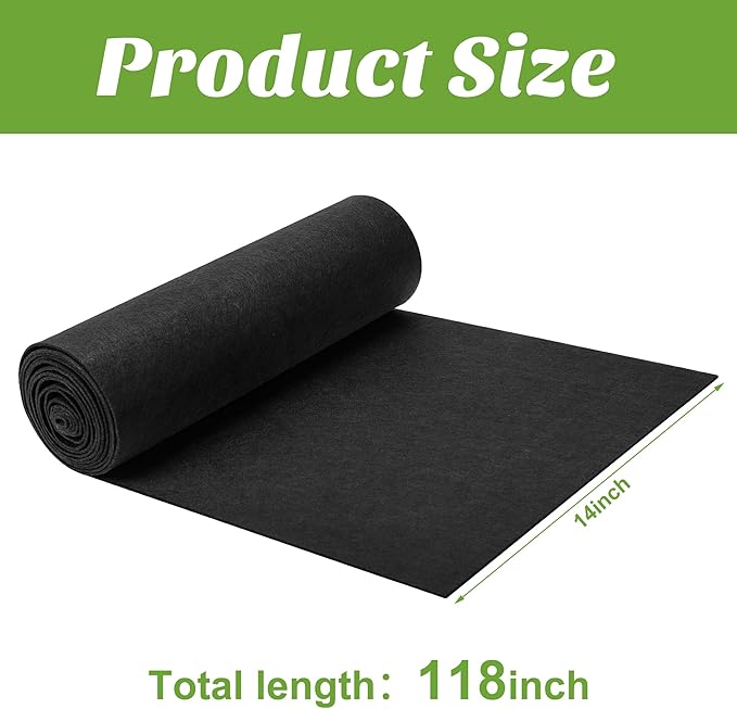 Adnee 118 x 14 Inch Non Woven Flower Pot Liner Roll-Black Felt Hanging Basket Liners Roll-Microgreens Growing Mat Roll for Garden Planter Window Hanging Flower Basket Indoor Outdoor