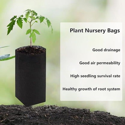 Belit 50 Pcs 10.2" H Deep Nursery Grow Bags, Non-Woven Plants Pots Container for Starting Rooted Plants Vegetable, Flower, Seedling Tree, Black