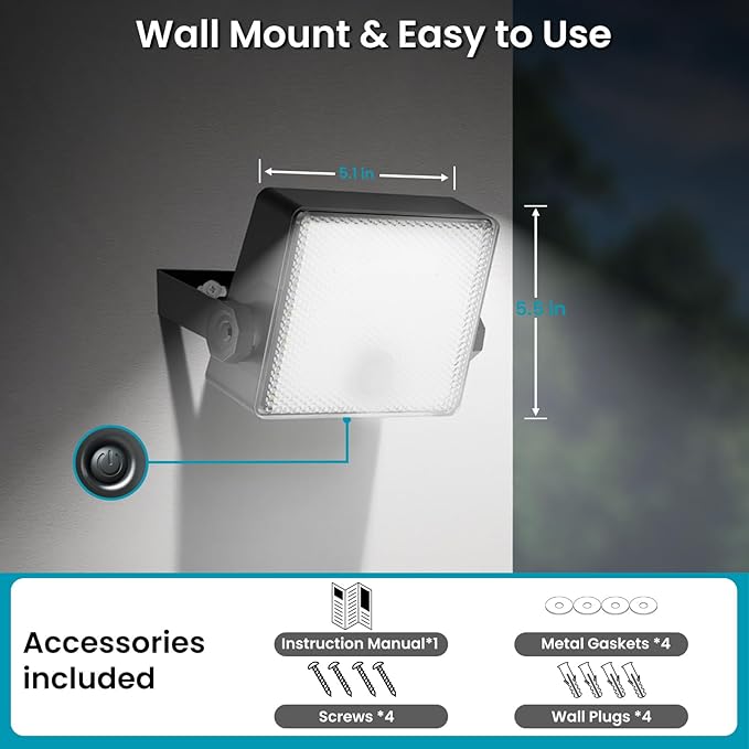 2200mAh Solar Motion Sensor Outdoor Lights with Auto Head-up, LED Solar Security Wall Flood Lights 1500LM Outdoor IP65 Waterproof 3 Modes for Outside Yard Patio, 1 Pack