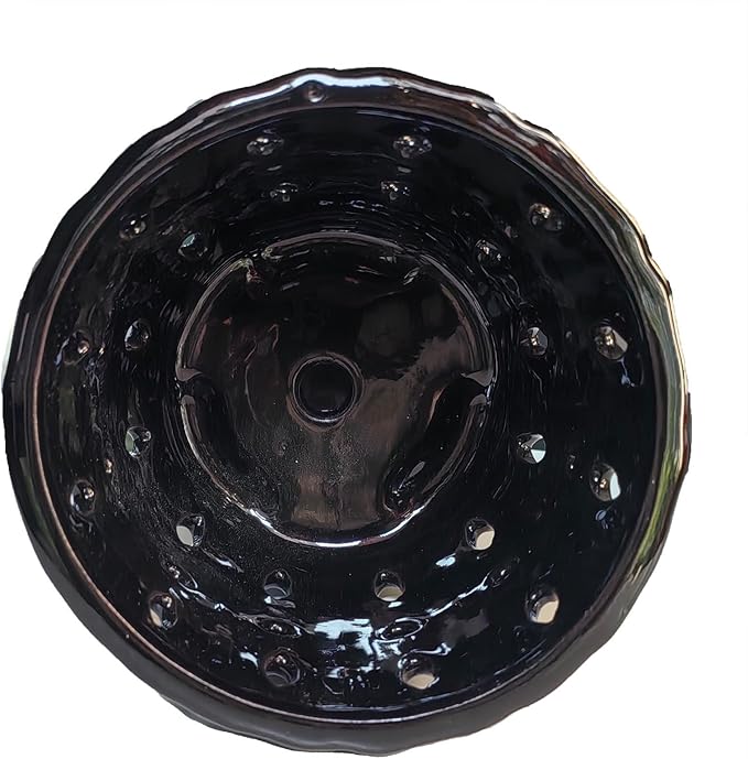 Ceramic Orchid Pot with Attached Saucer and Drainage Hole 6'' Orchid Planter (Black)